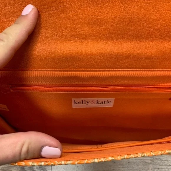 KELLY AND KATIE Tweed Clutch Handbag Chain Strap Snap Closure - Picture 6 of 11